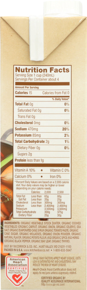 Kitchen Basics: Stock Vegetable Organic, 8.25 Oz
