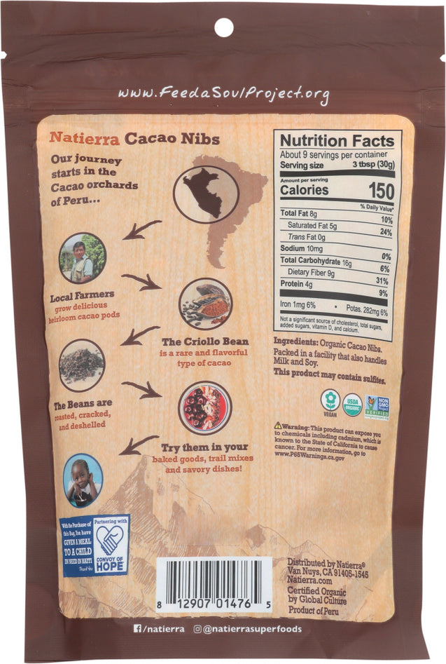 Natierra: Organic Raw Cacao Nibs Pouch, 10 Oz