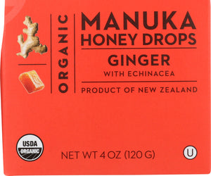 Wedderspoon: Organic Manuka Honey Drops Ginger, 4 Oz