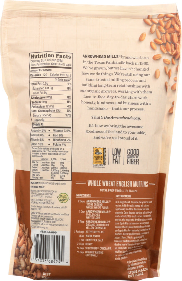 Arrowhead Mills: Organic Stone Ground Whole Wheat Flour, 22 Oz