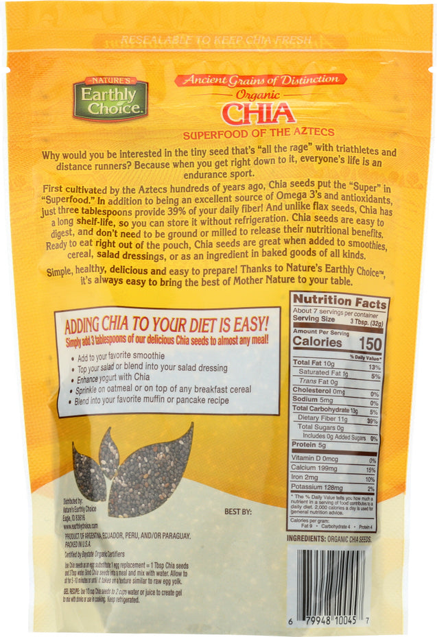 Natures Earthly Choice: Organic Chia Seeds, 8 Oz