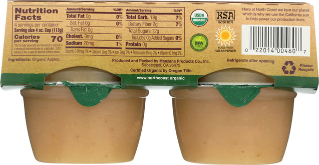 North Coast: Applesauce 4 Pack Organic, 16 Oz