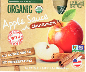 North Coast: Applesauce Cinnamon 4 Pack Pouch Organic, 12.8 Oz
