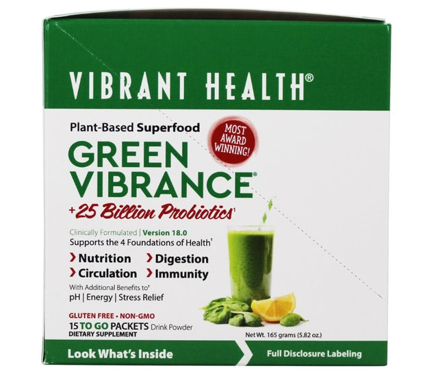 Vibrant Health: Green Vibrance Version 18.0 Plant Based Superfood, 15 Pk