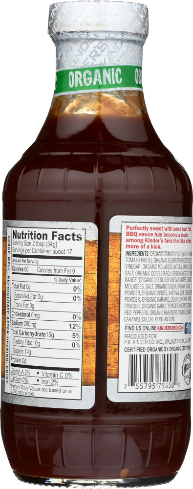 Kinders: Organic Hot Bbq Sauce, 20.5 Oz