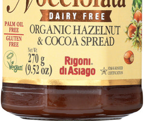 Rigoni: Nocciolata Dairy Free Organic Hazelnut & Cocoa Spread, 9.52 Oz