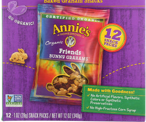 Annies Homegrown: Organic Friends Bunny Grahams Baked Snacks 12 Pack, 12 Oz