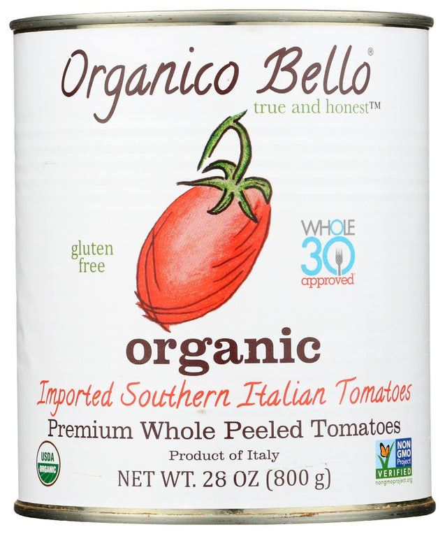 Organico Bello: Organic Premium Whole Peeled Tomatoes, 28 Oz