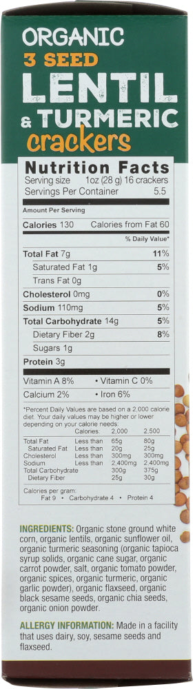 Rw Garcia: Organic Lentil With Turmeric Crackers, 5.5 Oz