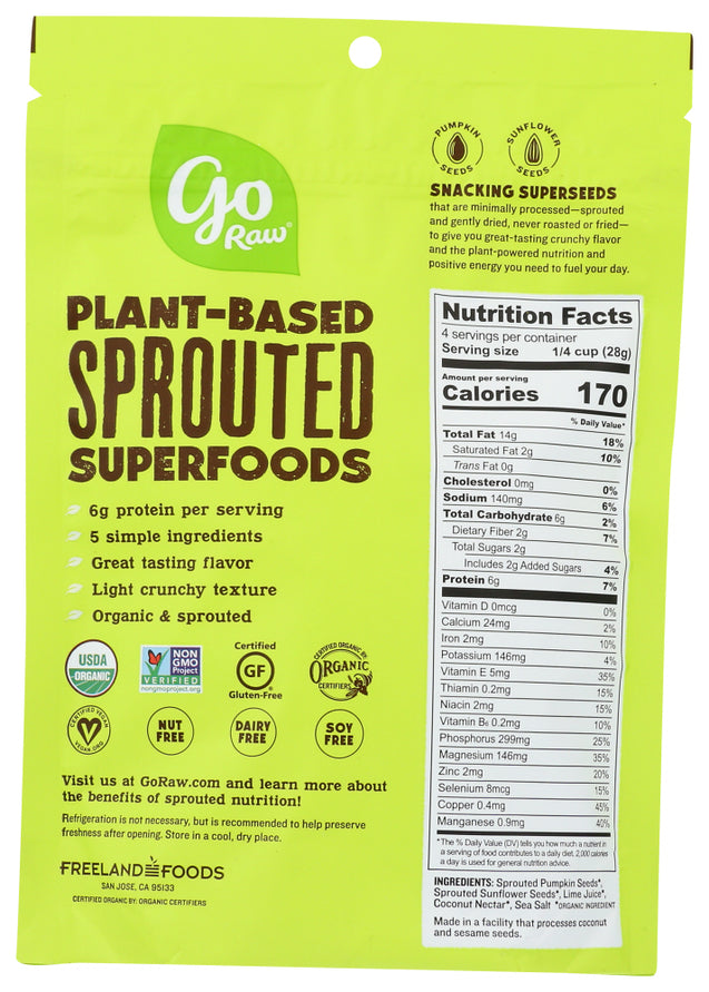 Go Raw: Sprouted Organic Snacking Seeds Simply Lime, 4 Oz