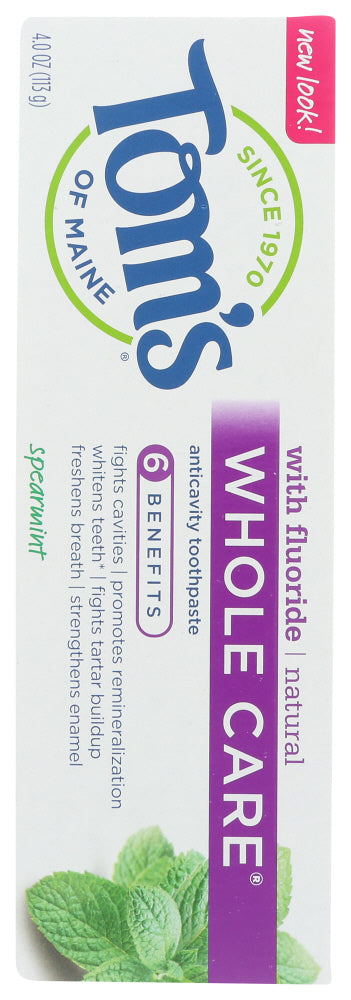 Toms Of Maine: Whole Care Spearmint Anticavity Toothpaste, 4 Oz
