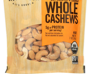 Woodstock: Organic Whole Cashews Dry Roasted And Salted, 7 Oz