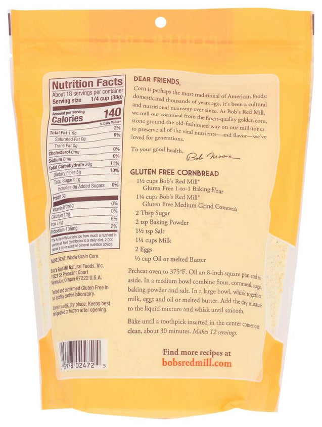 Bob's Red Mill: Gluten Free Medium Grind Cornmeal, 24 Oz - RubertOrganics