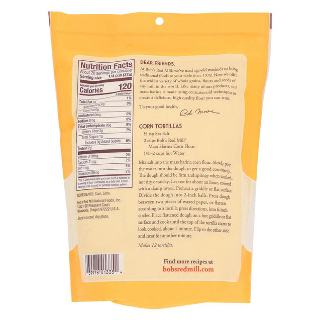 Bob's Red Mill: Golden Corn Flour Masa Harina, 22 Oz - RubertOrganics