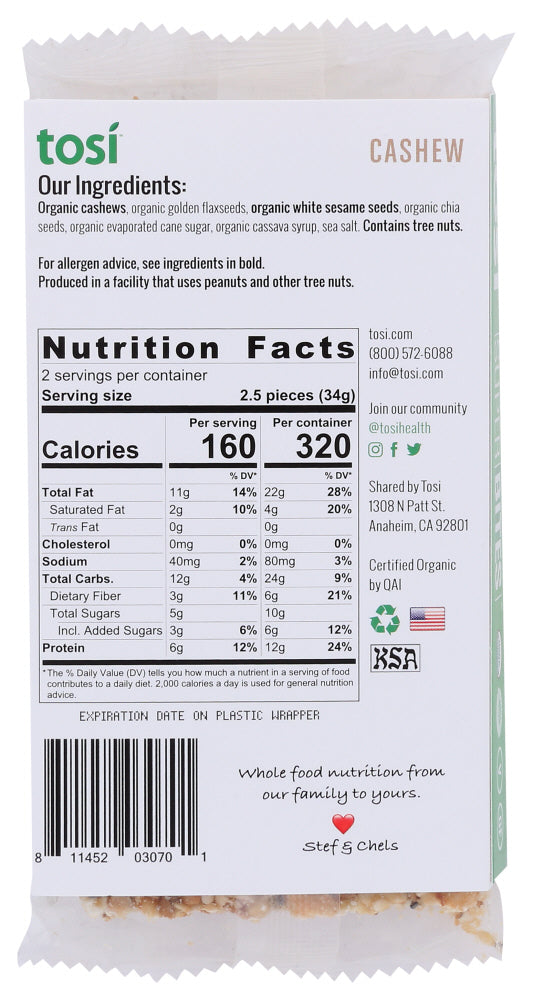 Tosi: Organic Cashew Super Bites, 2.40 Oz