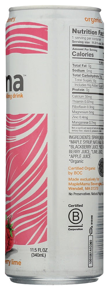 Maple Mama: Raspberry Lime Organic Sparkling Drink, 11.5 Fo