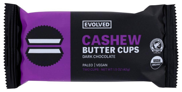 Evolved: Organic Dark Chocolate Cashew Butter Cups, 1.50 Oz - RubertOrganics