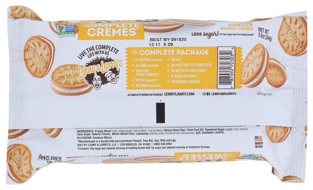Lenny &amp; Larry's: The Complete Cremes Vanilla Protein Cookies, 8.60 Oz - RubertOrganics