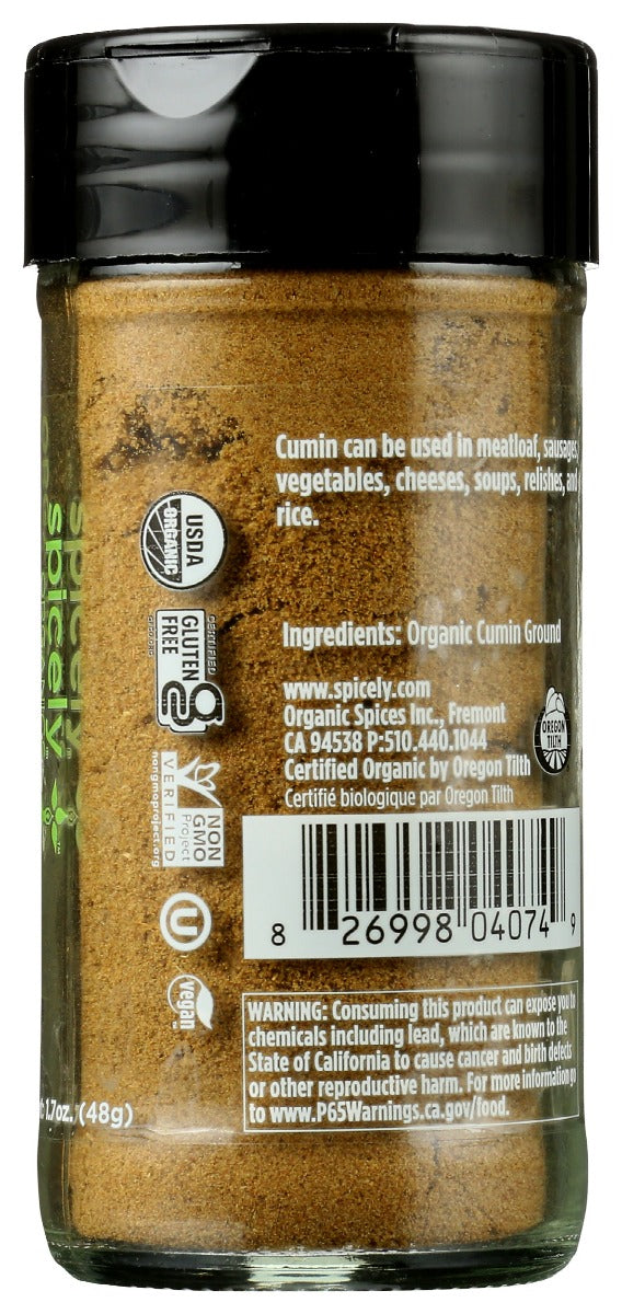 Spicely Organics: Spice Cumin Ground Jar, 1.7 Oz