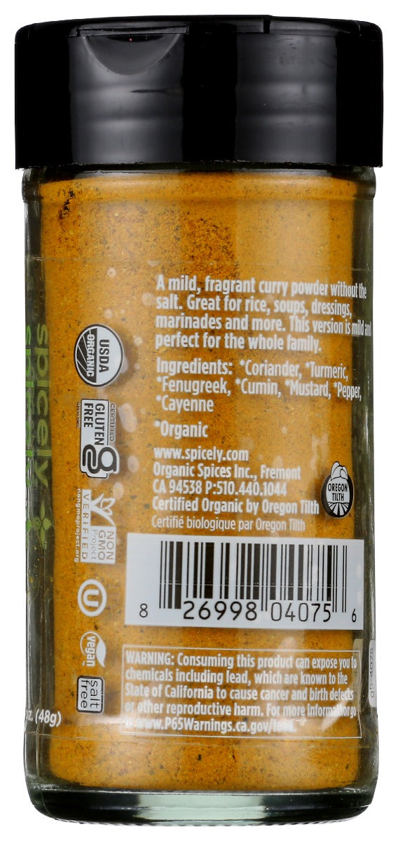 Spicely Organics: Spice Curry Powder Jar, 1.7 Oz