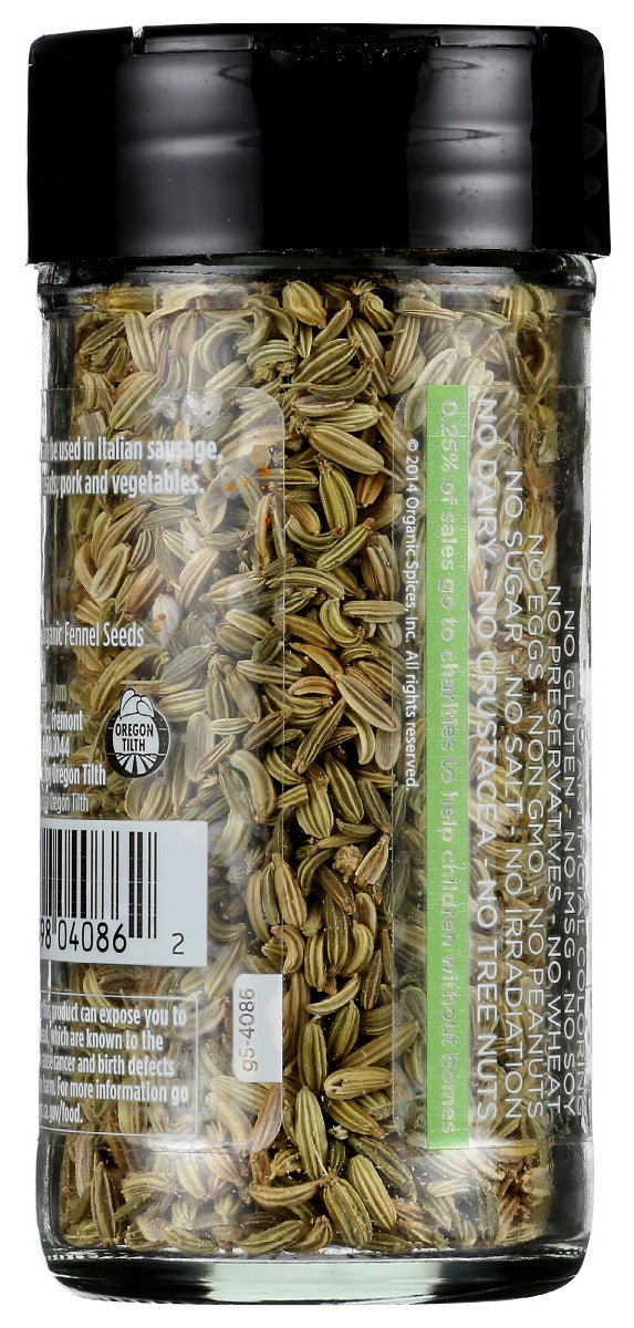 Spicely Organics: Spice Fennel Seeds Jar, 1.1 Oz