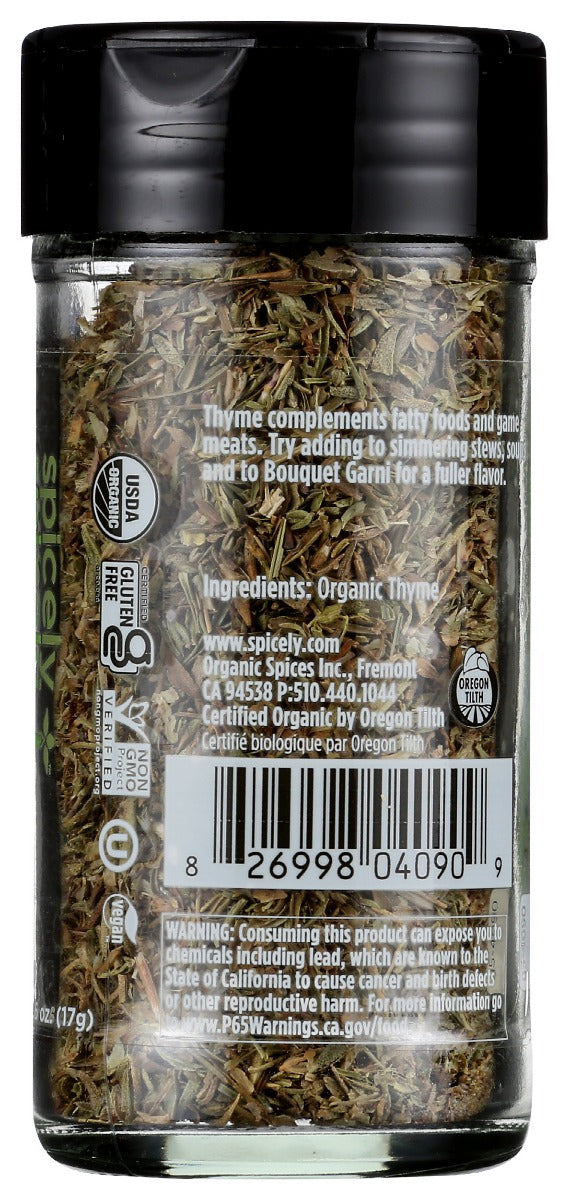 Spicely Organics: Spice Thyme Jar, 0.6 Oz