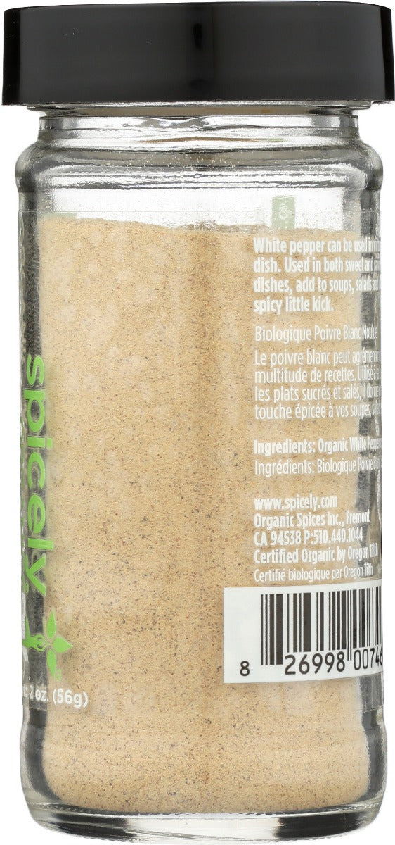 Spicely Organics: Spice Pepper White Ground Jar, 2 Oz