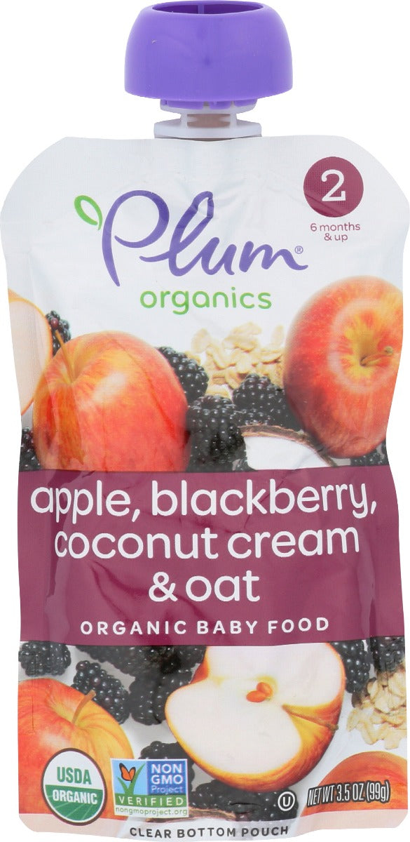 Plum Organics: Baby Food Apple Blackberry Coconut Cream And Oat S2, 3.5 Oz