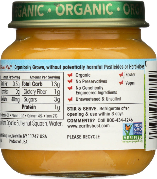 Earths Best: Organic Strained Corn & Butternut Squash, 4 Oz