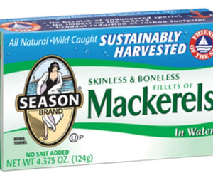 Season: Fillets Of Mackerels In Water, 4.375 Oz