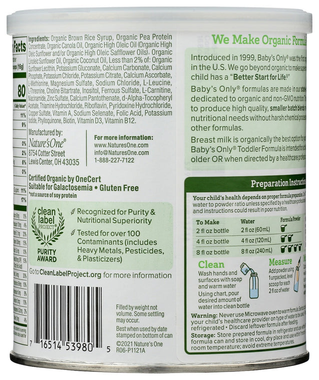 Babys Only Organic: Formula Baby Pea Protein, 12.7 Oz