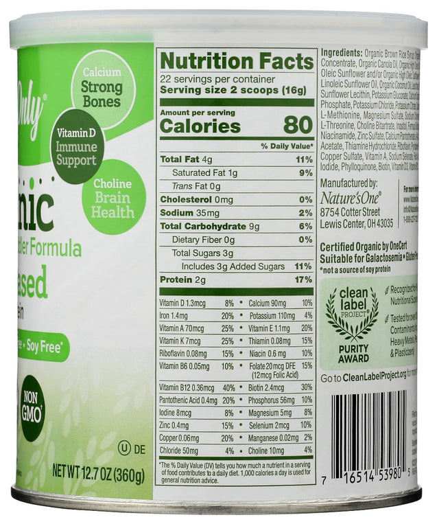 Babys Only Organic: Formula Baby Pea Protein, 12.7 Oz