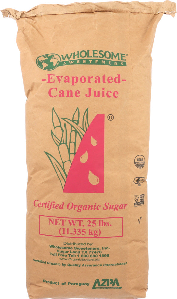 Wholesome: Cane Sugar Organic, 25 Lb