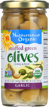 Mediterranean Organics: Stuffed Green Olives Garlic Organic, 8.5 Oz