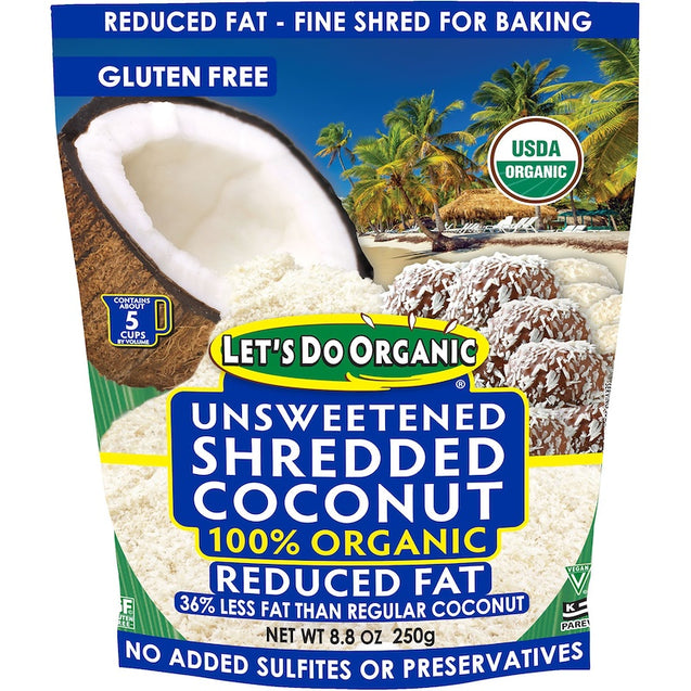 Lets Do Organics: 100% Organic Reduced Fat Shredded Coconut, 8.8 Oz