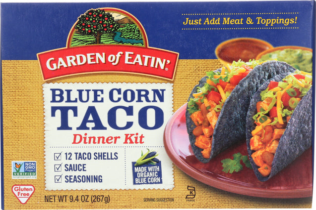 Garden Of Eatin: Taco Dinner Kit Blue Organic, 9.4 Oz