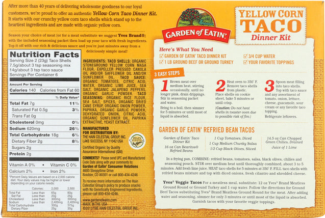 Garden Of Eatin: Taco Dinner Kit Yellow Organic, 9.4 Oz