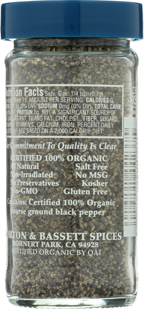 Morton & Bassett: Coarse Ground Black Pepper Organic, 1.8 Oz