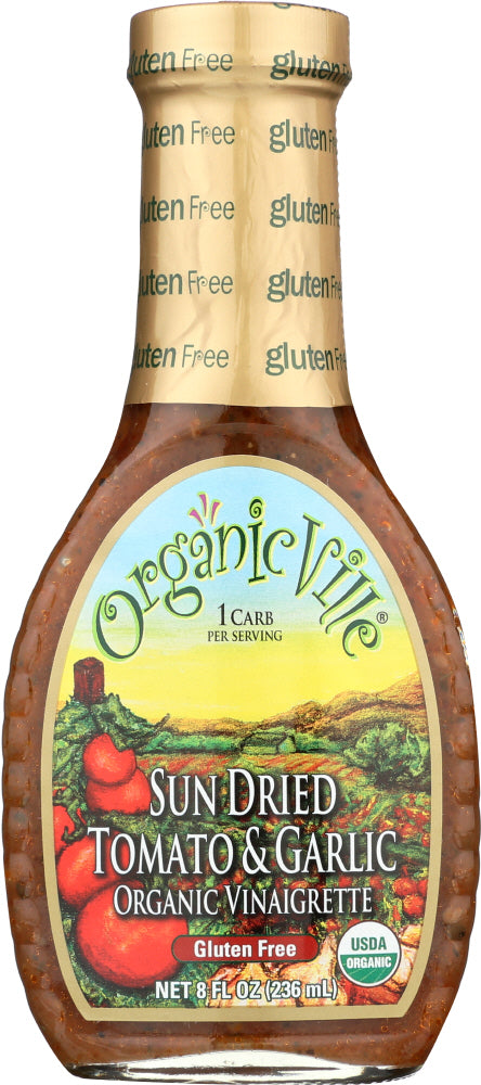 Organicville: Dressing Vinaigrette Sundried Tomato Garlic Organic, 8 Oz