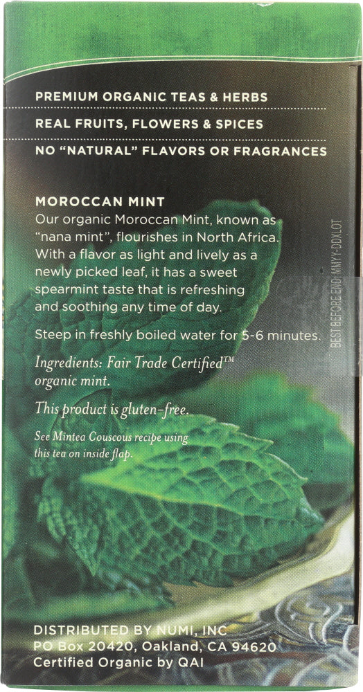 Numi Teas: Organic Moroccan Mint Herbal Tea, 18 Bg