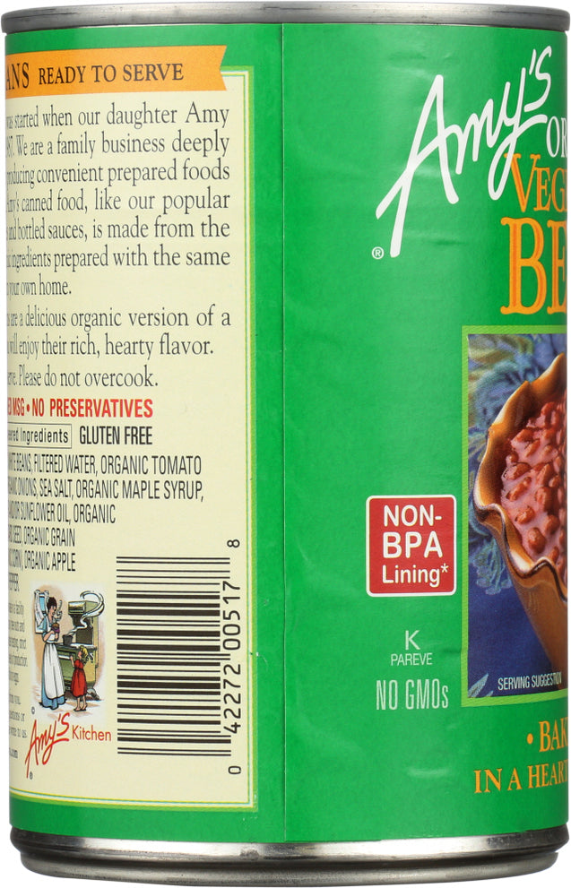 Amys: Bean Baked Vegetarian Gluten Free Organic, 15 Oz