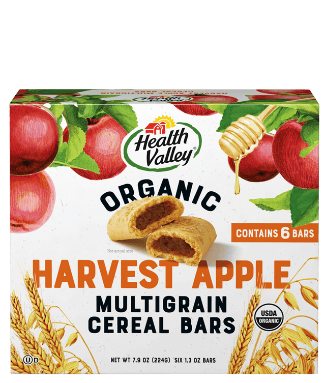 Health Valley: Organic Multigrain Cereal Bars Harvest Apple, 7.9 Oz - RubertOrganics