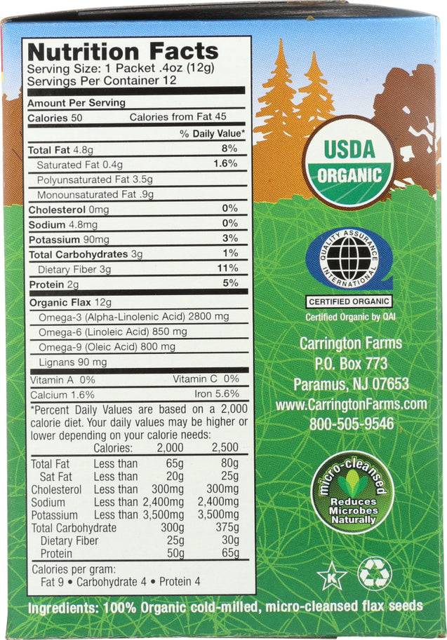 Carrington Farms: Organic Milled Flax Seeds Pack Of 12, 5.08 Oz