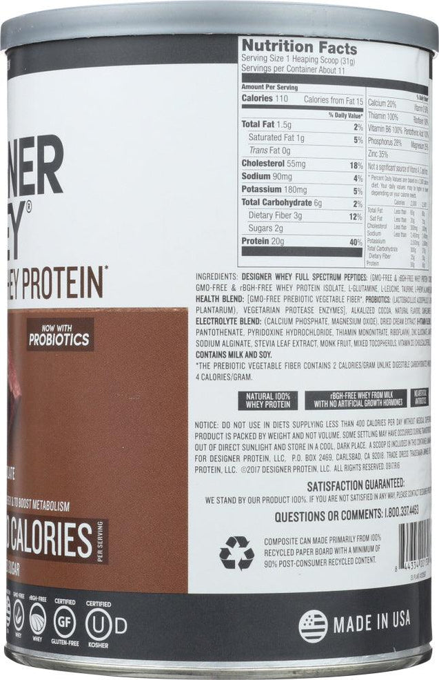 Designer Protein Whey: Gourmet Chocolate Protein Powder, 12 Oz - RubertOrganics