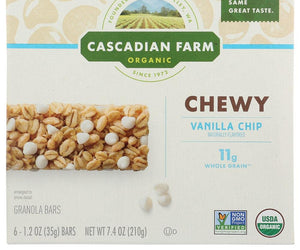 Cascadian Farm Organic: Chewy Vanilla Chip Granola Bar, 7.4 Oz - RubertOrganics