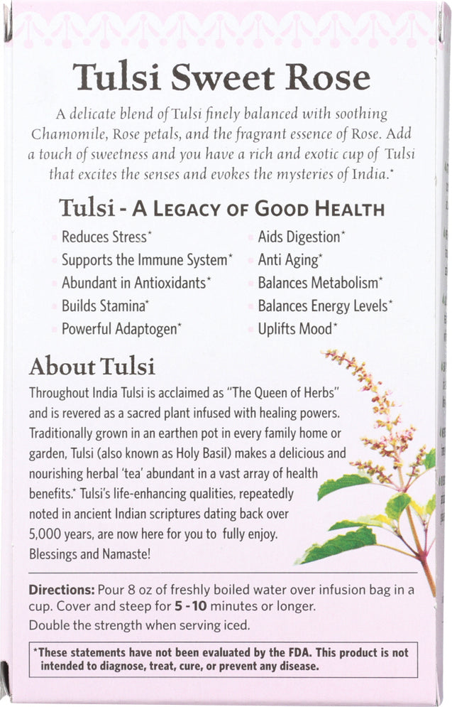 Organic India: Tea Tulsi Sweet Rose, 18 Bg