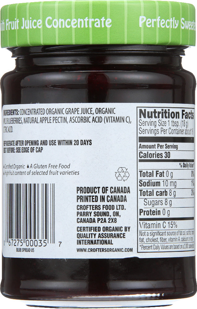 Crofters: Organic Blueberry Fruit Spread, 10 Oz