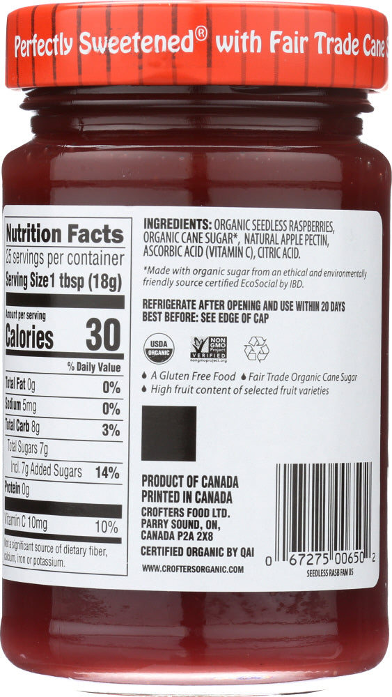 Crofters: Conserve Seedless Raspberry Organic, 16.5 Oz