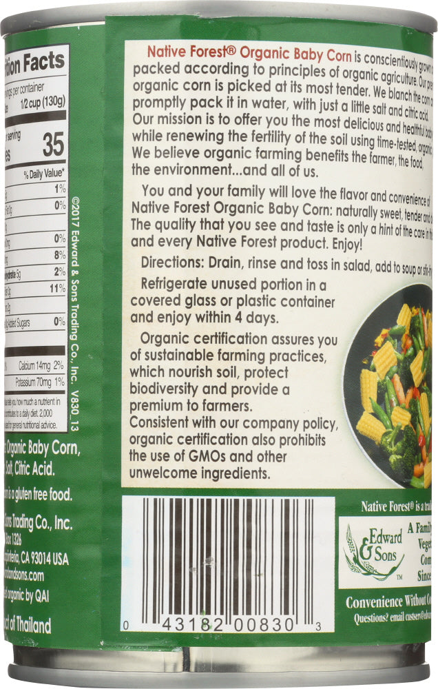 Native Forest: Organic Cut Baby Corn, 14 Oz