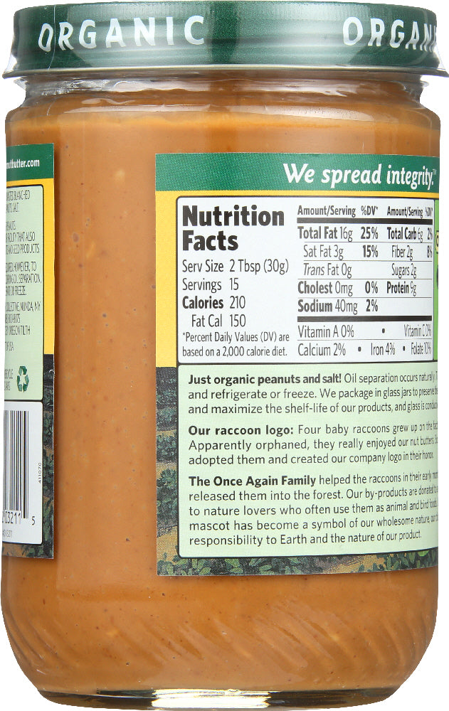 Once Again: Peanut Butter Crunchy Organic, 16 Oz